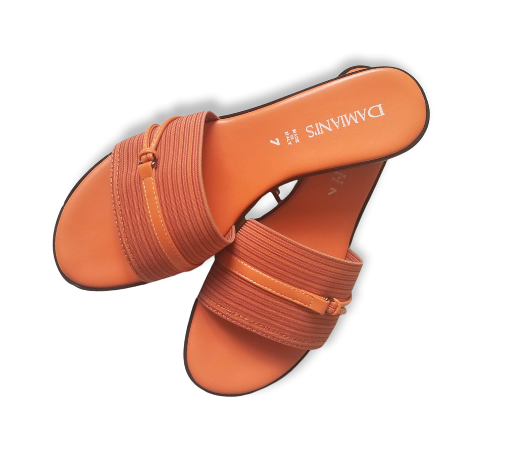 Damiani's made Italy, Orange Wedge Slides Sandals - Size 7